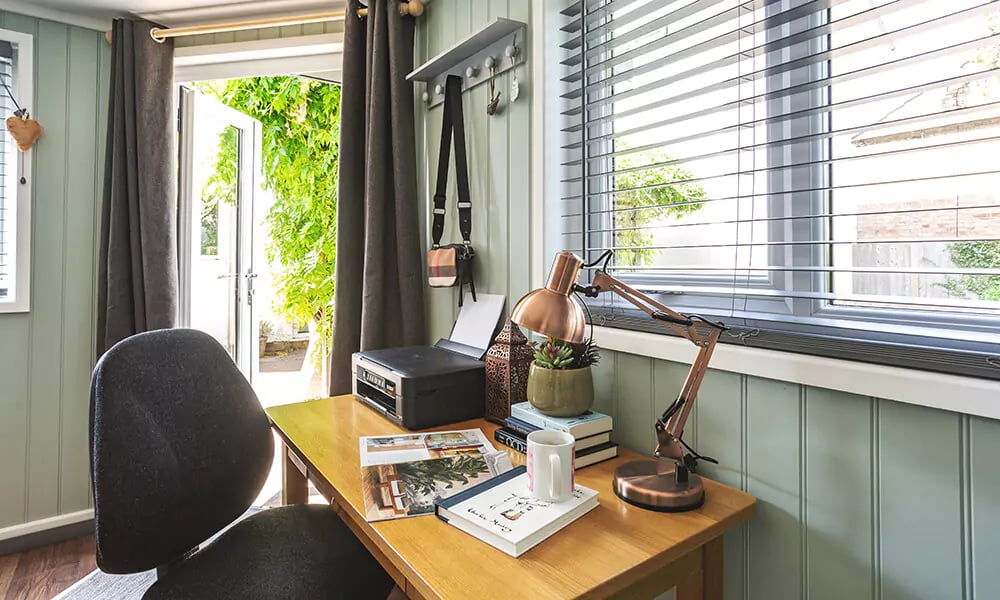 small garden office interior