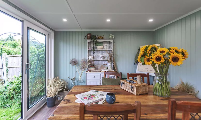 Interior of a garden room floristry studio
