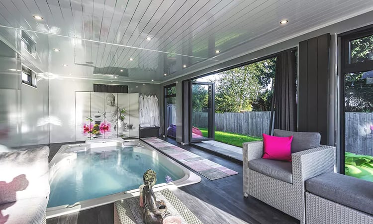 garden room with home swim spa
