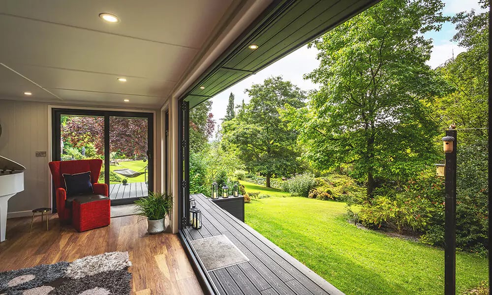 cabin master garden room with veranda looking into outdoors