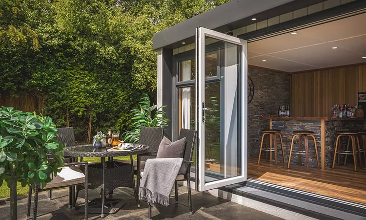 garden room with patio