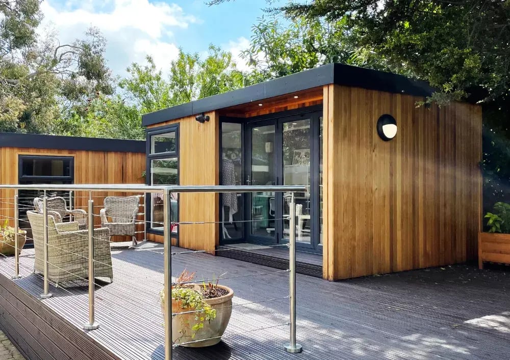 garden room on decking in nottingham