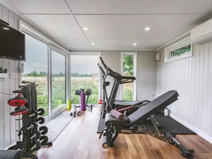 interior of a garden gym with insulation