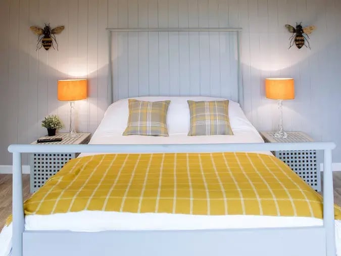 garden bedroom accessorised in yellow