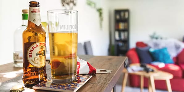 inside a garden bar with drink on the bar