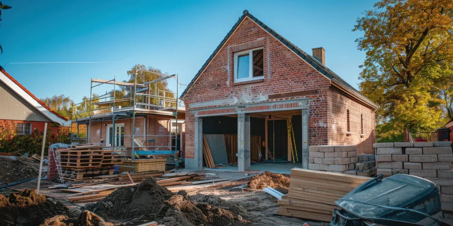 double storey brick built extension to house in progress