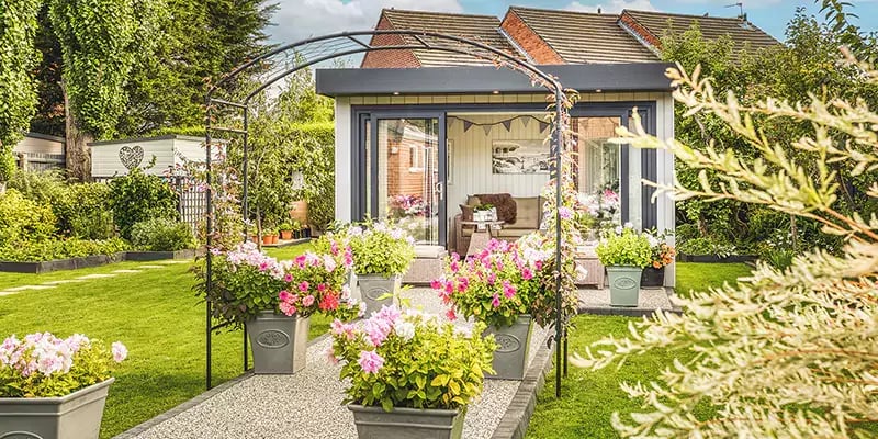 outdoor room in sunny garden