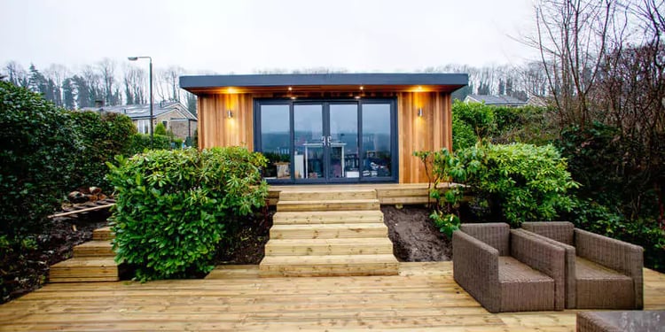 bespoke garden room on raised decking