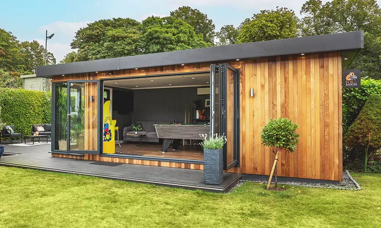 large garden room with bifold doors