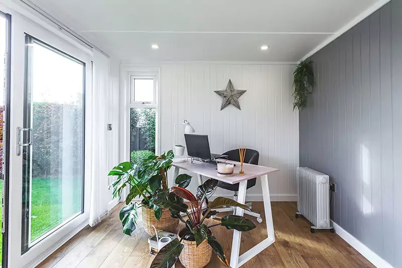 modern office shed in garden