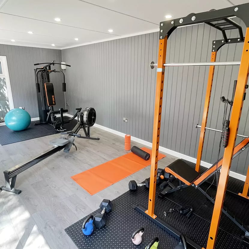 home garden gym with fitness equipment 