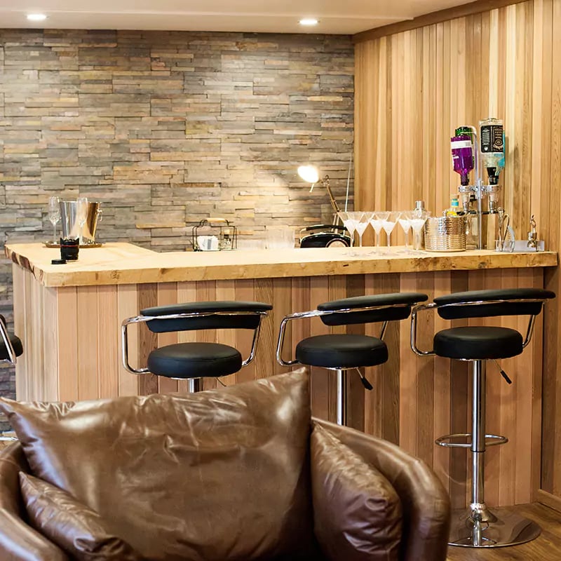 Inside a garden bar