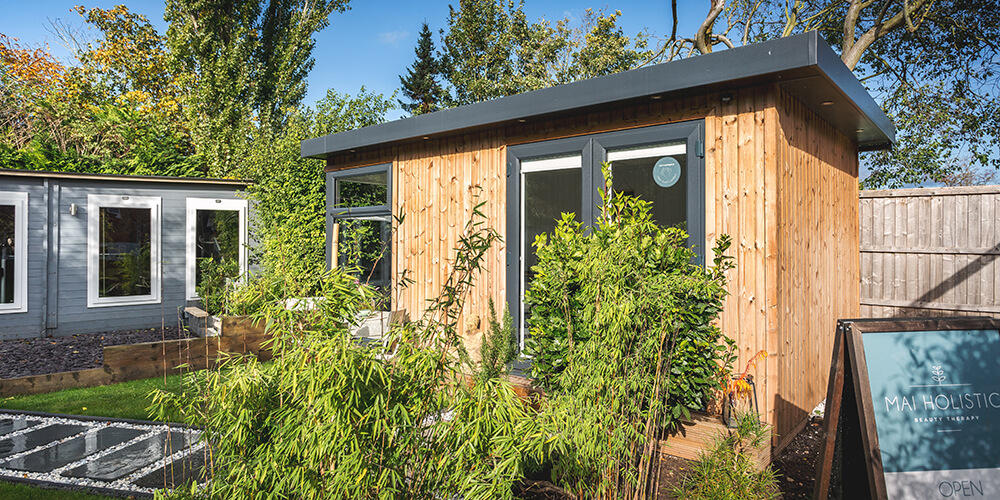 Garden room beauty studio for home business