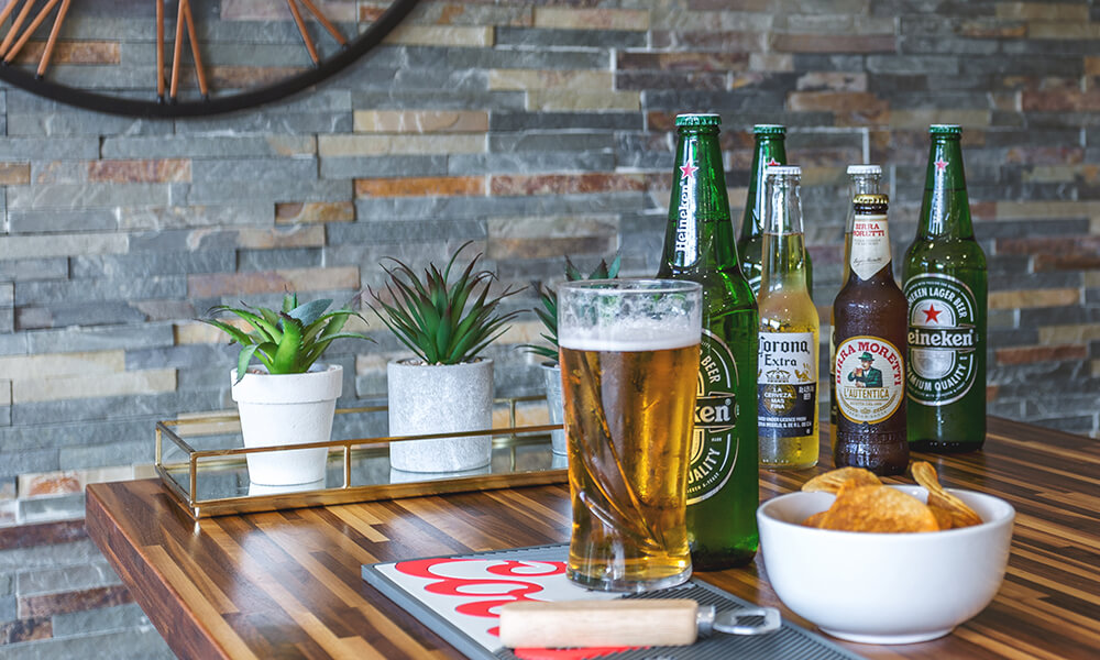 Interior of a garden pub shed