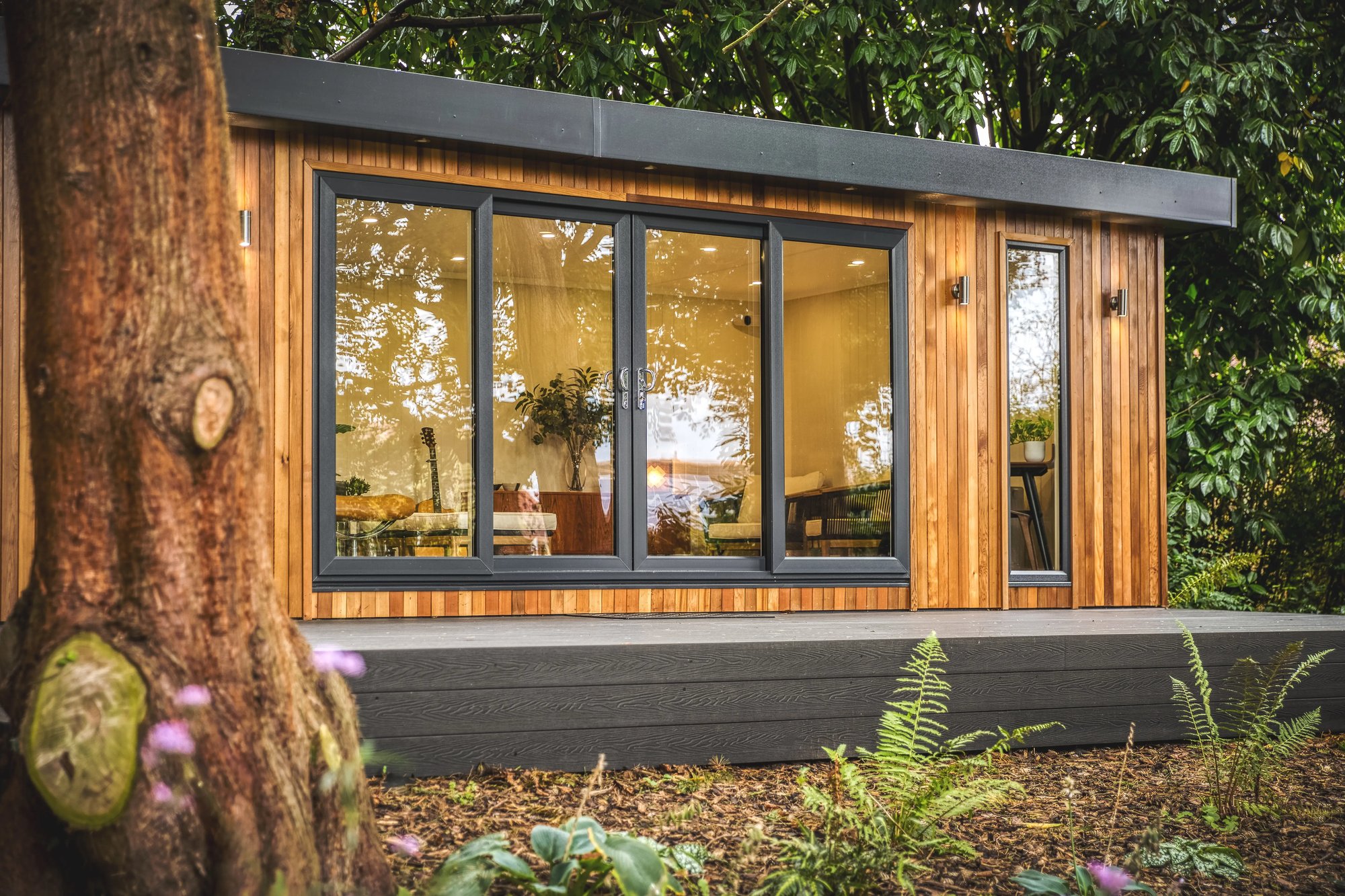 bespoke woodland-themed outdoor space provided by Cabin Master