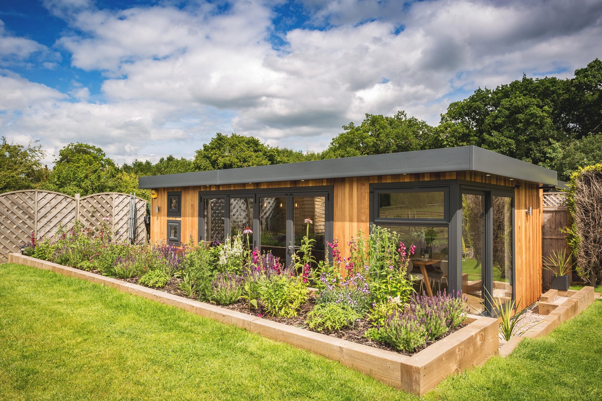 modern summer house building in the garden