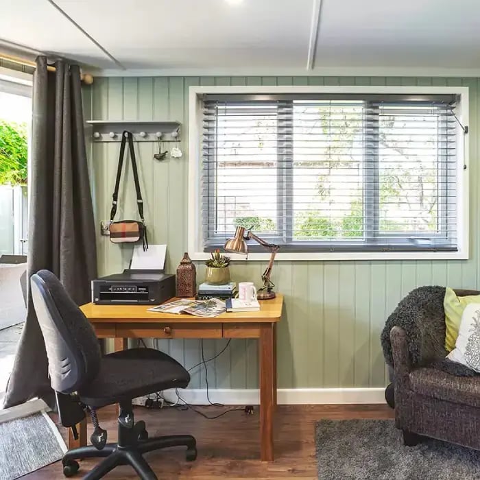 sage green decor in home office