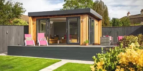 garden office on raised decking