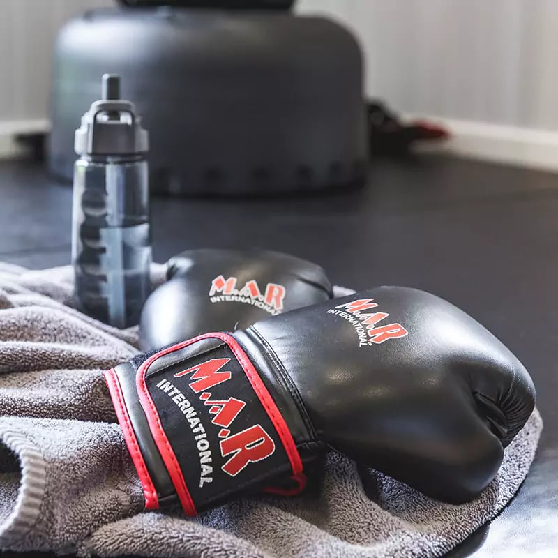 Cedar Garden Gym Room with Boxing Gloves and Punchbag 