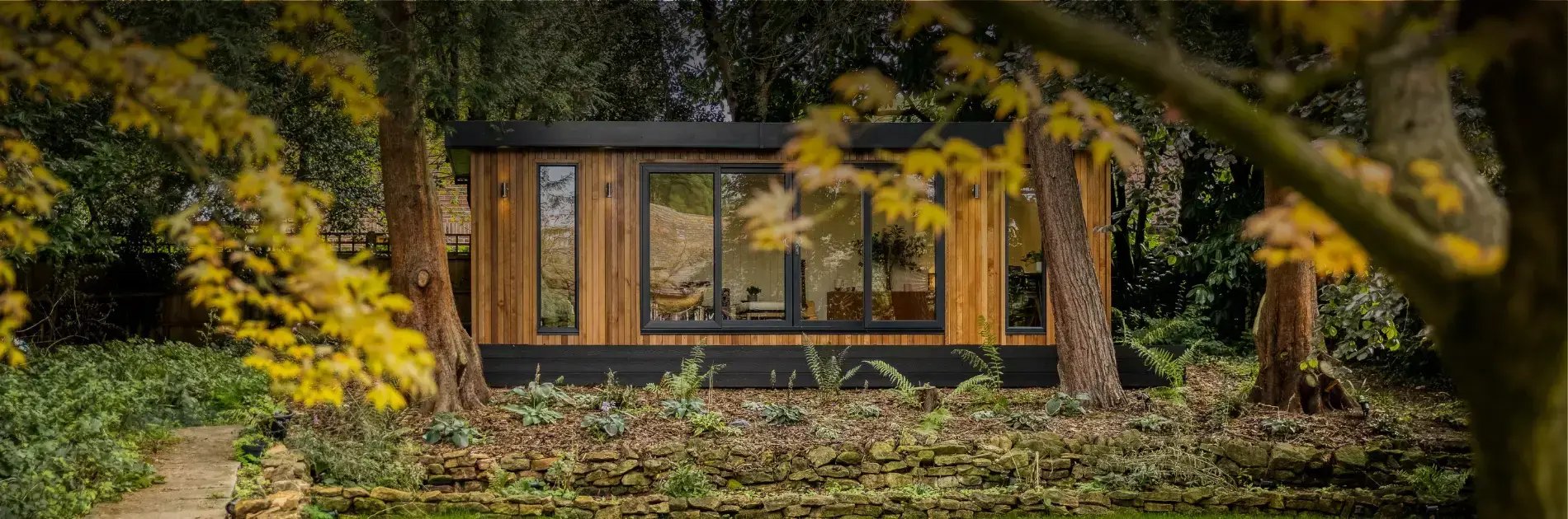 garden room in autumnal garden room