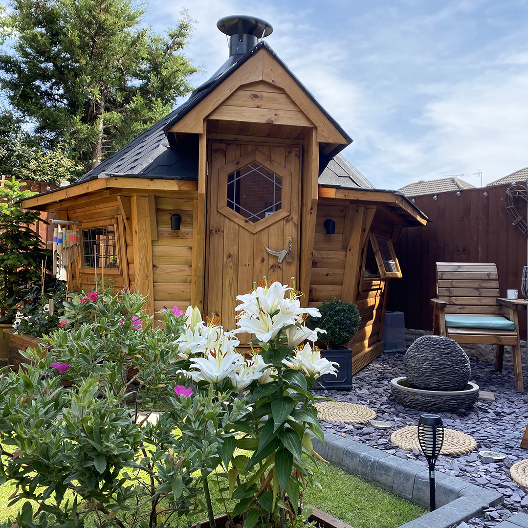 BBQ cabin in summer garden