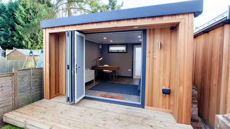 Cabin Master Cedar Office Pod with Bifold Doors