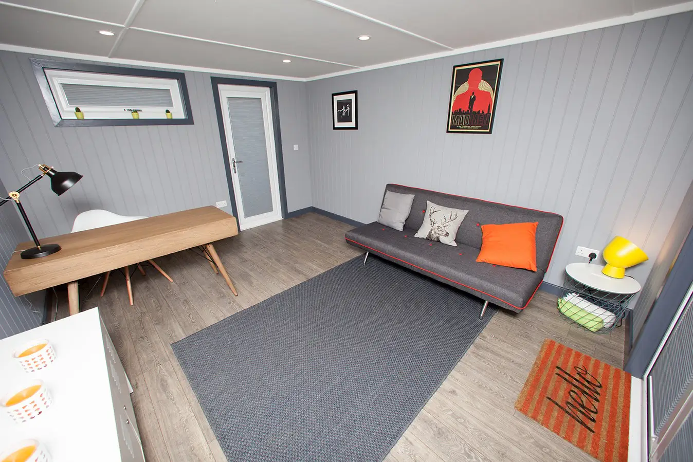 Cabin Master Cedar Office Pod Internal View with Office Furnishings 
