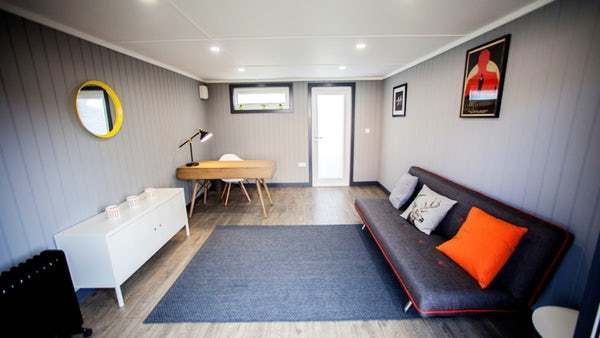 Cabin Master Cedar Office Pod Internal View with Office Furnishings 