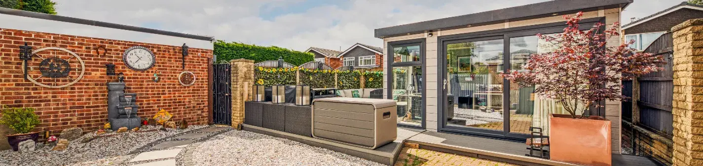 stylish garden opod built with composite cladding