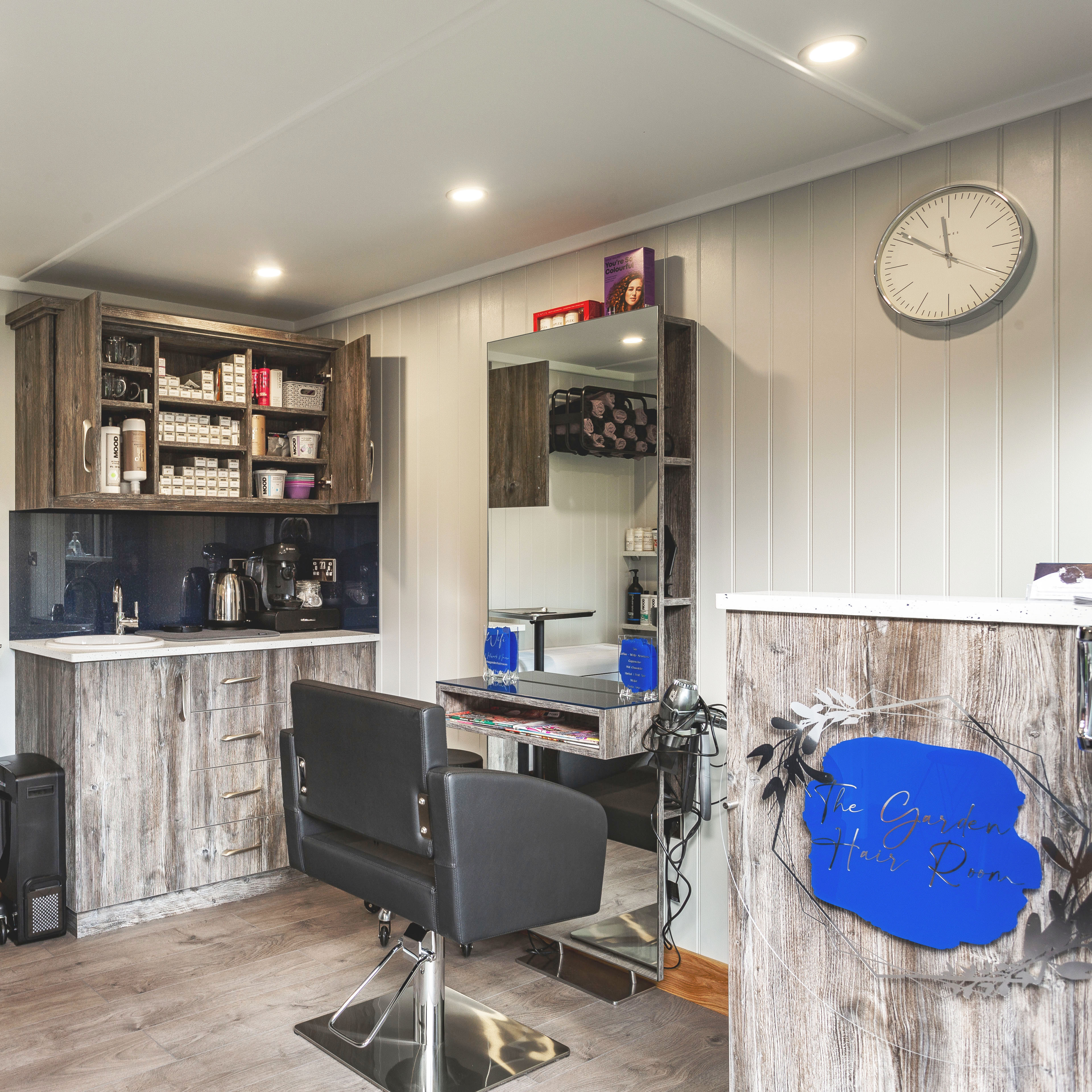 Interior of a garden hair salon