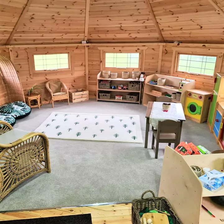 the interior of the Happy Homestead Eco Nursery Forest School Indoors