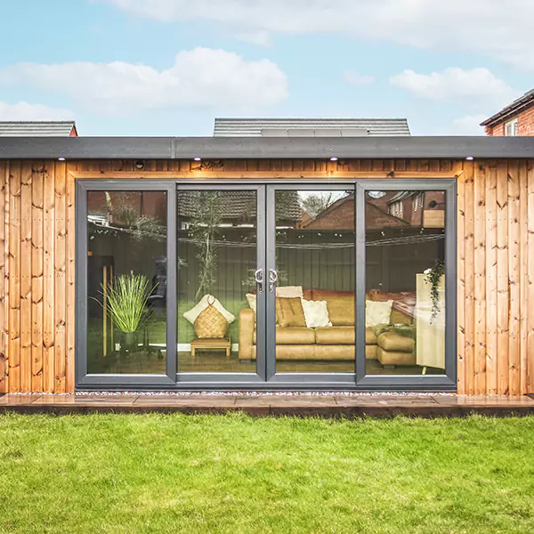 square on shot of a timber garden room
