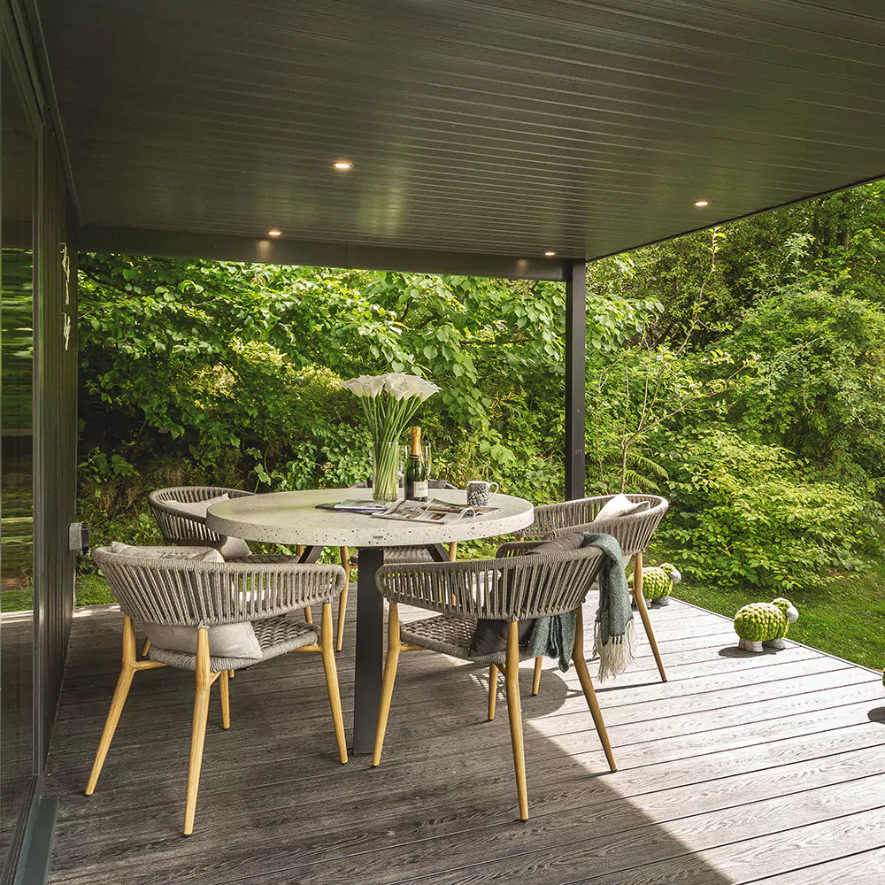 Outside garden dining area on veranda