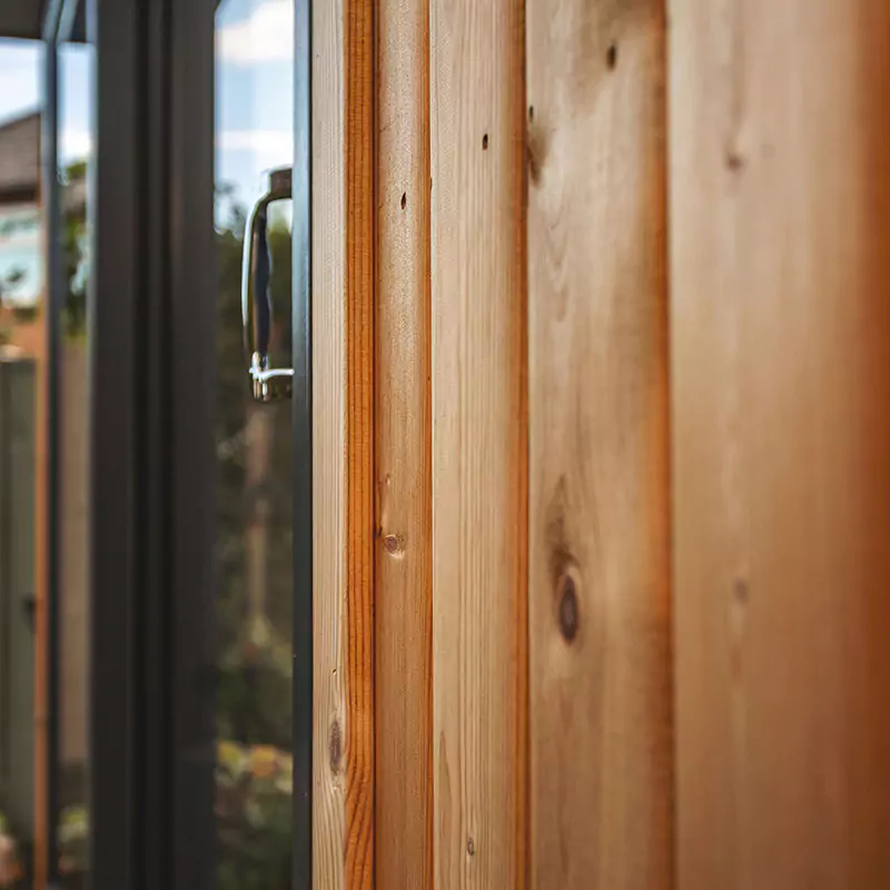 Detail of the exterior timber of a summerhouse
