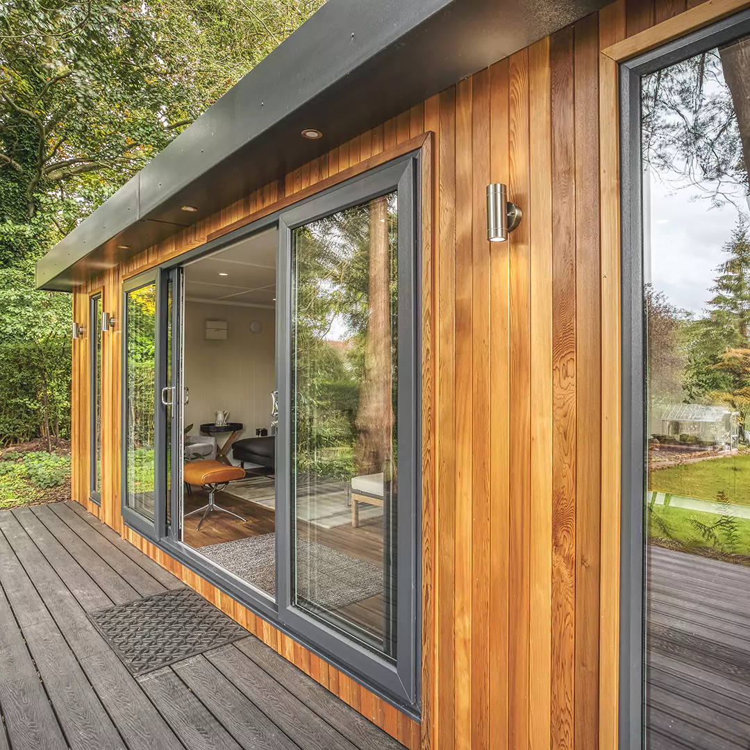 Close up our doors on a large summerhouse