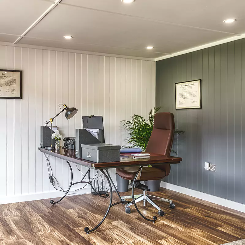 Interior of a garden room office