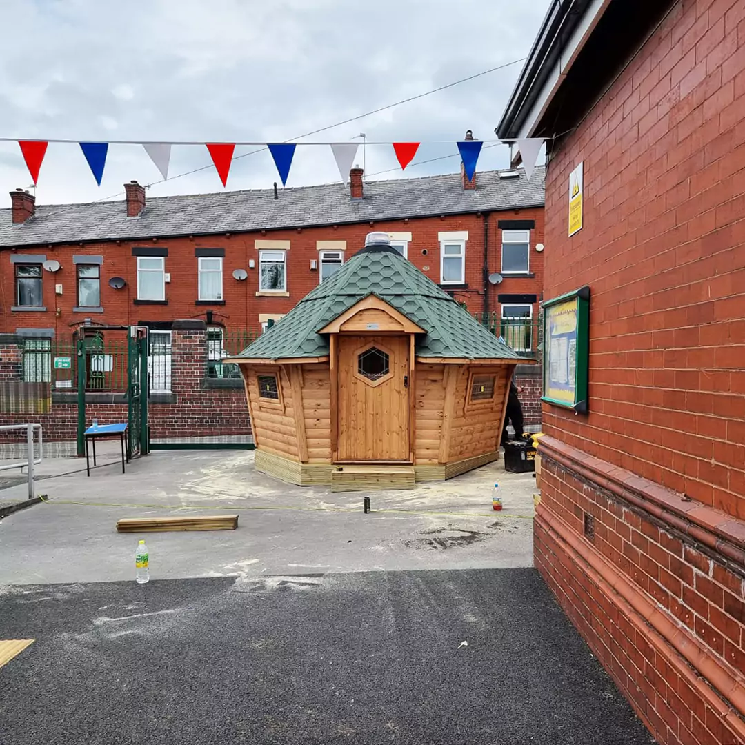 school cabin in playground