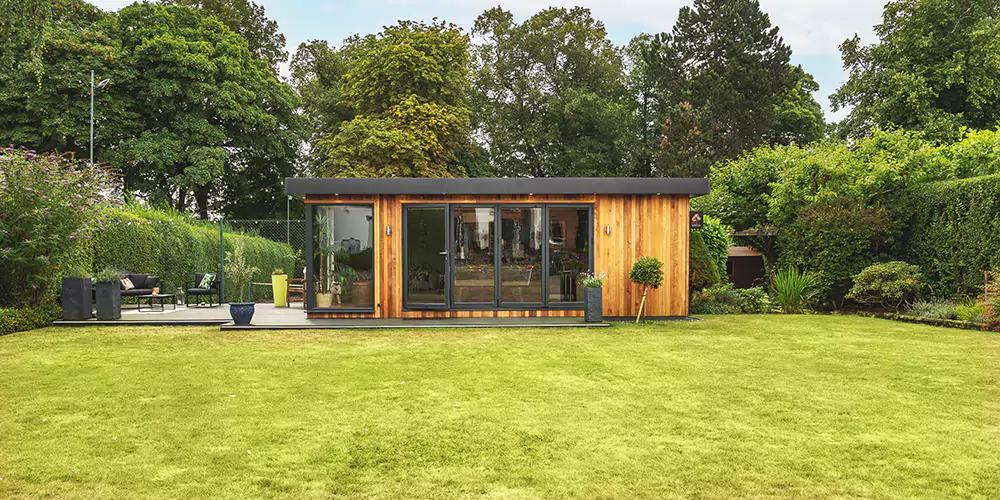 large cedar clad garden bar 