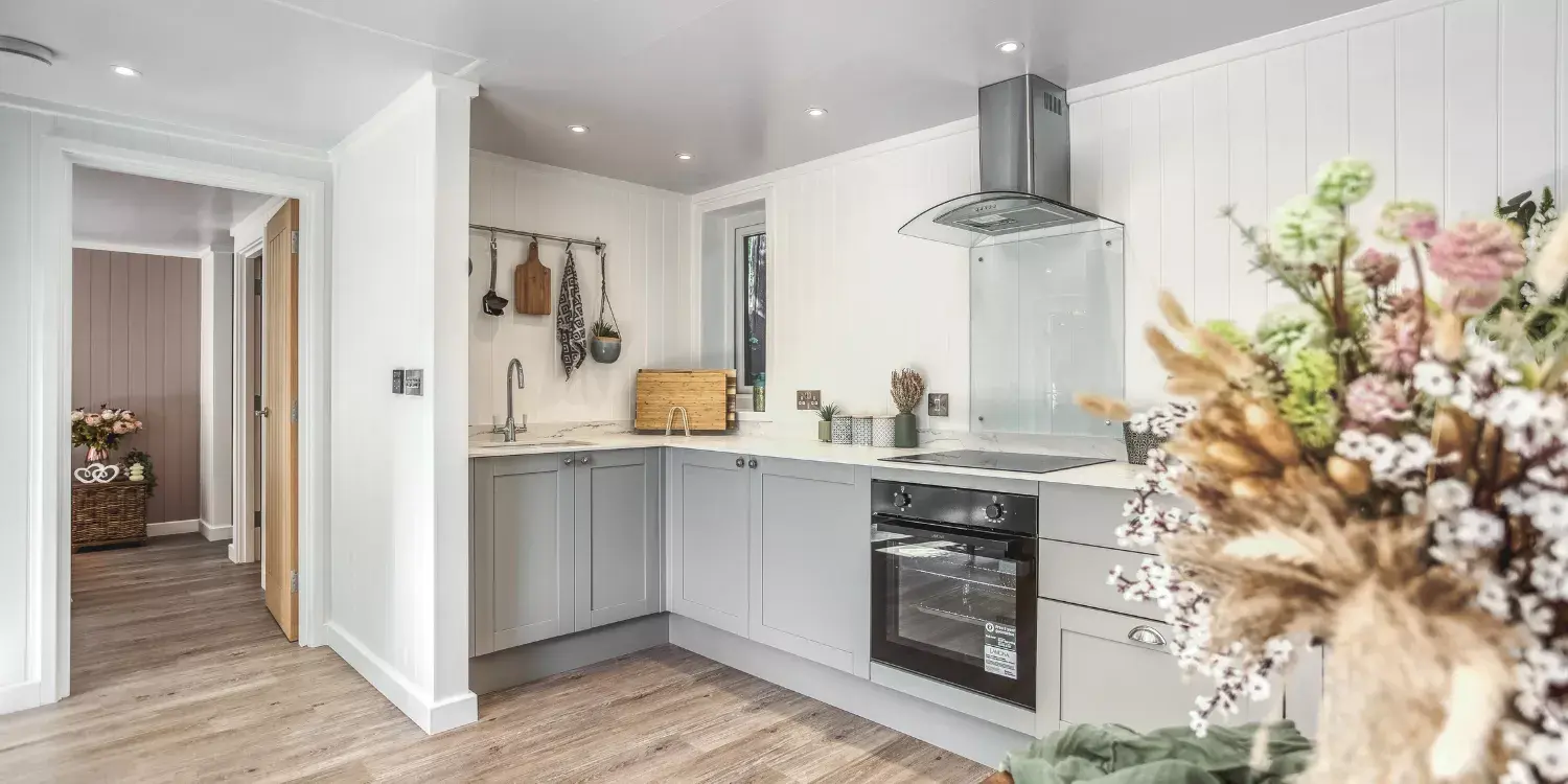 kitchen area inside garden annexe