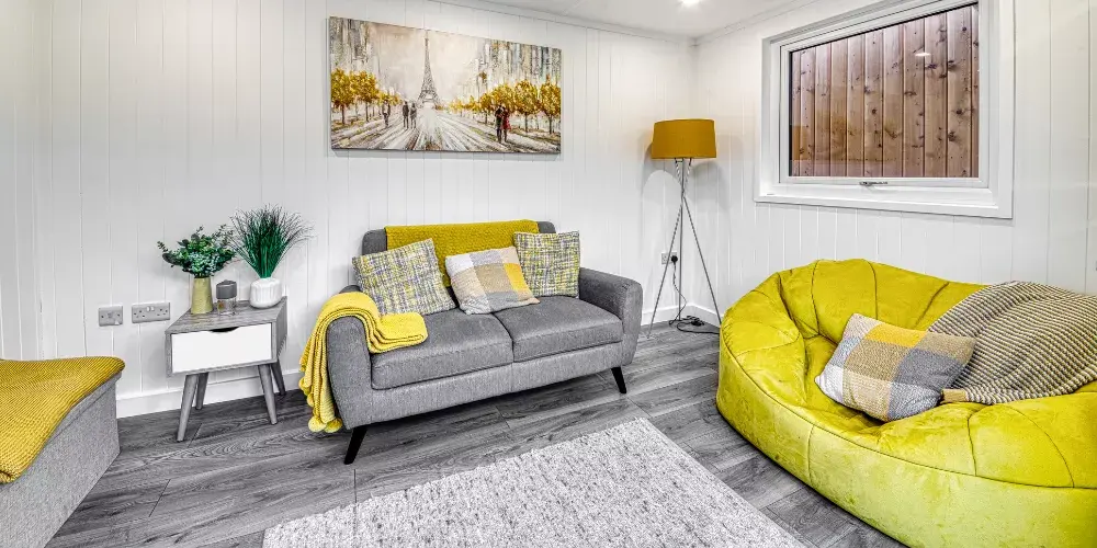 inside a garden studio lounge