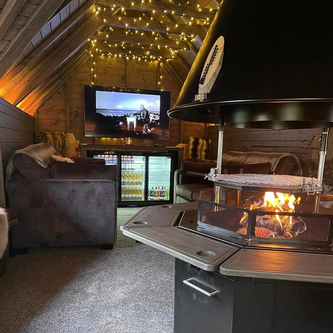 Interior of a large Arctic Cabins BBQ cabin with