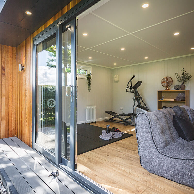 Cabin Master Cedar Garden Gym Room with Sliding Doors 