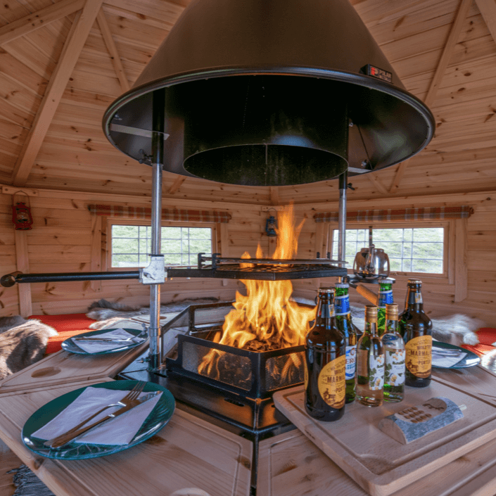 Interior of a BBQ grill hut for guests