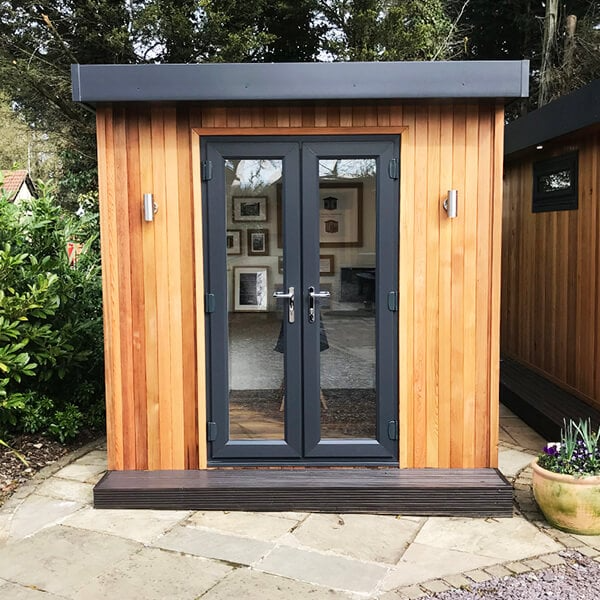 Cedar clad small garden office shed at the Cabin Master N