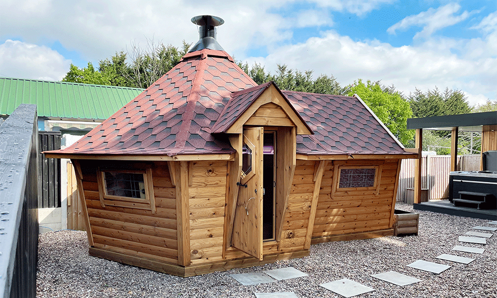 log cabin bbq hut
