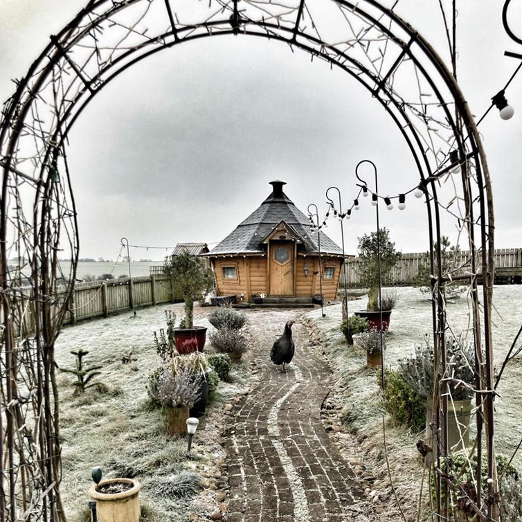 Cabin Master Arctic Cabins Camping and Glamping Airbnb composite garden installation external view aesthetic snowy winter 