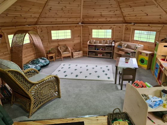 inside the Happy Homestead Eco Nursery cabin school