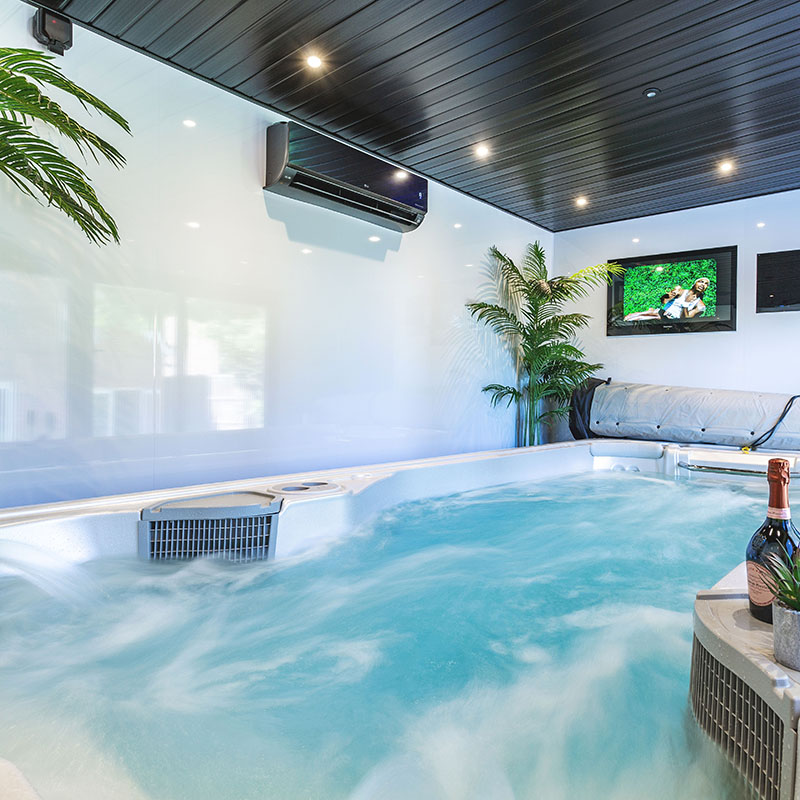 Interior of a garden hot tub room