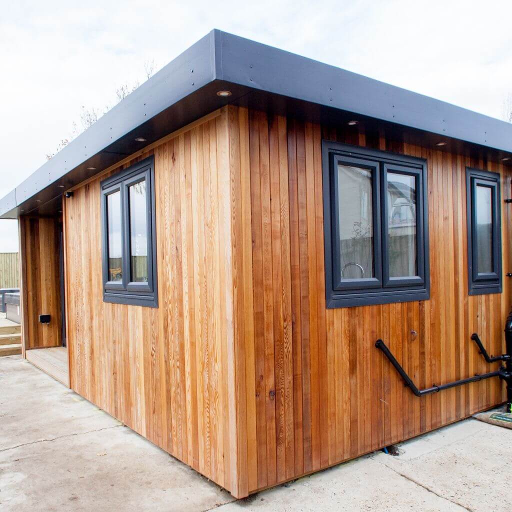 Cabin Master Garden Room Annexe on patio area 