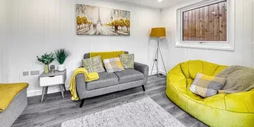 inside a garden studio lounge